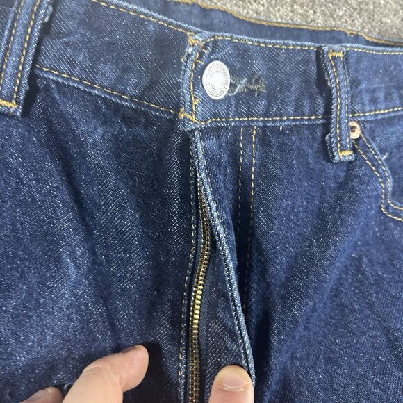 Levis 505 Jeans Mens 38x25 Hemmed Blue Denim Regular Fit Straight Leg Dark - Picture 6 of 16